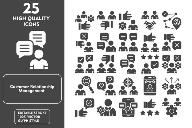 Iconos de glifos de CRM