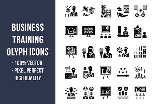 Iconos de glifos de formación empresarial