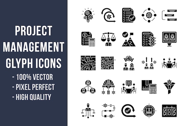 Iconos de glifos de gestión de proyectos