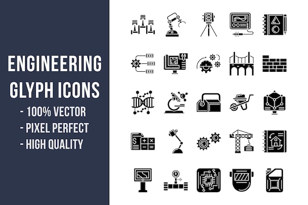 Iconos de glifos de ingeniería