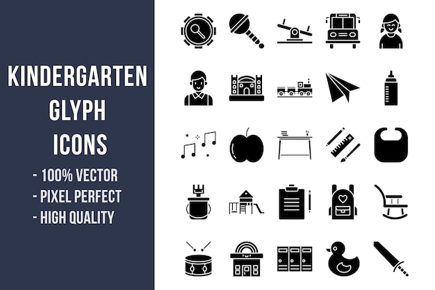 Iconos de glifos de jardín de infantes