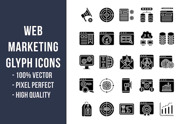 Iconos de glifos de marketing web