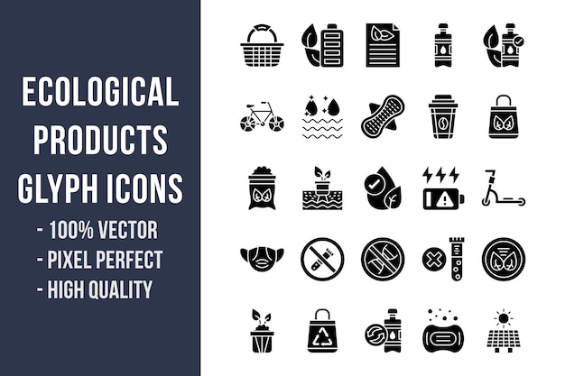 Iconos de glifos de productos ecológicos