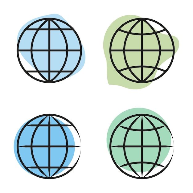 Iconos globales con sombras tierra azul y verde concepto de conectividad ilustración vectorial eps 10