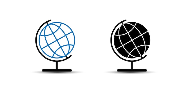 Iconos de globo un marco de alambre y uno lleno perfecto para temas globales