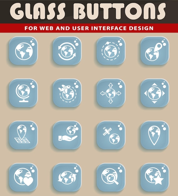 Iconos de globos en botones de vidrio