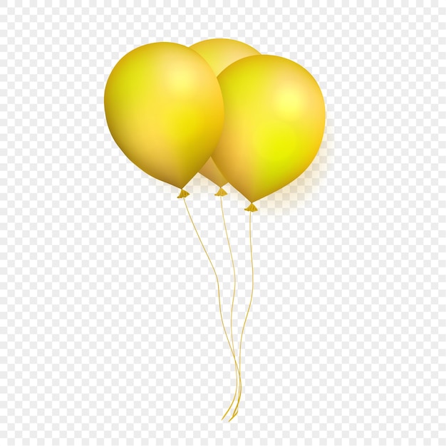 Vector iconos de globos realistas amarillos aislados en un fondo transparente ilustración vectorial eps 10 para elementos de diseño de bola de aire de fiesta