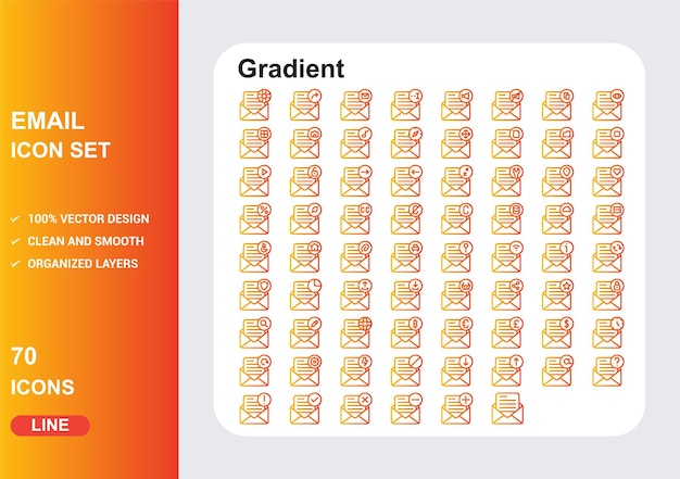 Iconos de gradiente de correo electrónico con fondo blanco Vector libre