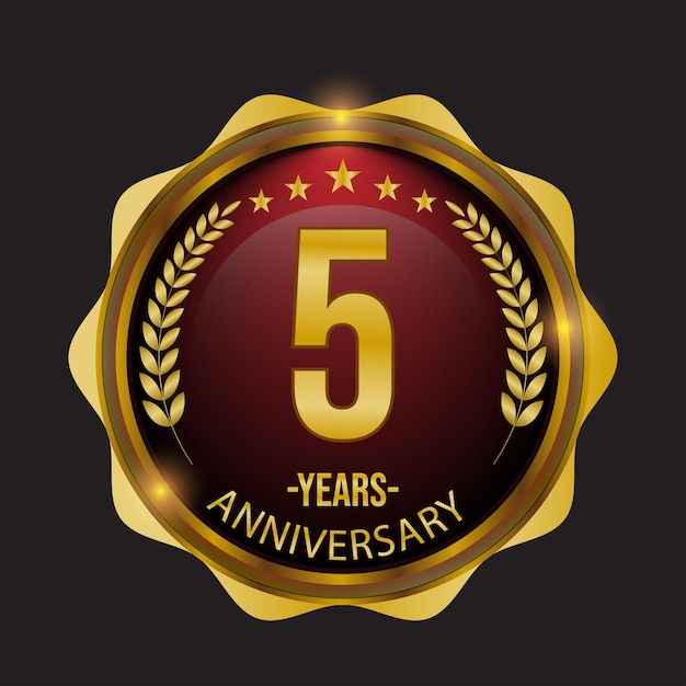 Iconos y gráficos de arte vectorial del 5o aniversario