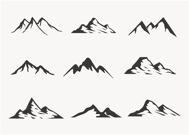 Iconos y gráficos de arte vectorial de silueta de montaña