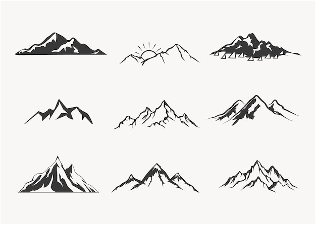 Iconos y gráficos de arte vectorial de silueta de montaña