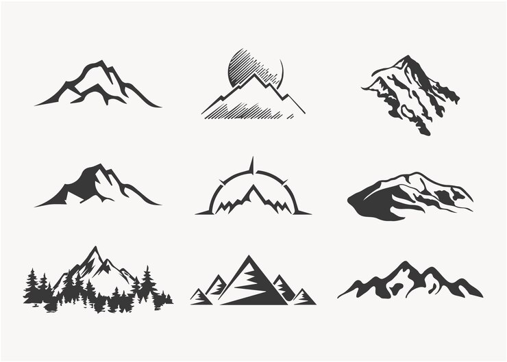 Vector iconos y gráficos de arte vectorial de silueta de montaña