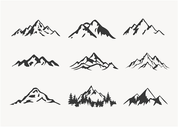 Iconos y gráficos de arte vectorial de silueta de montaña