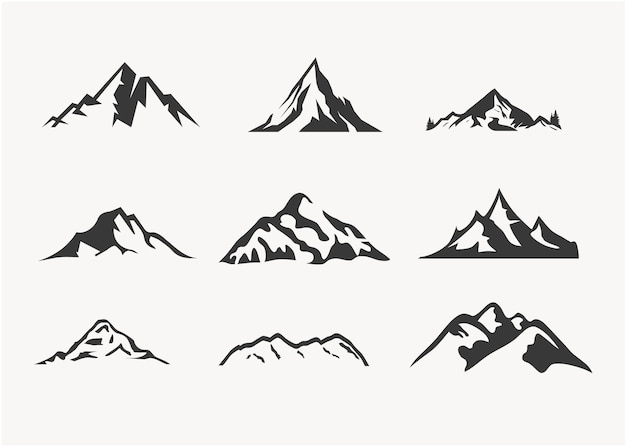 Iconos y gráficos de arte vectorial de silueta de montaña