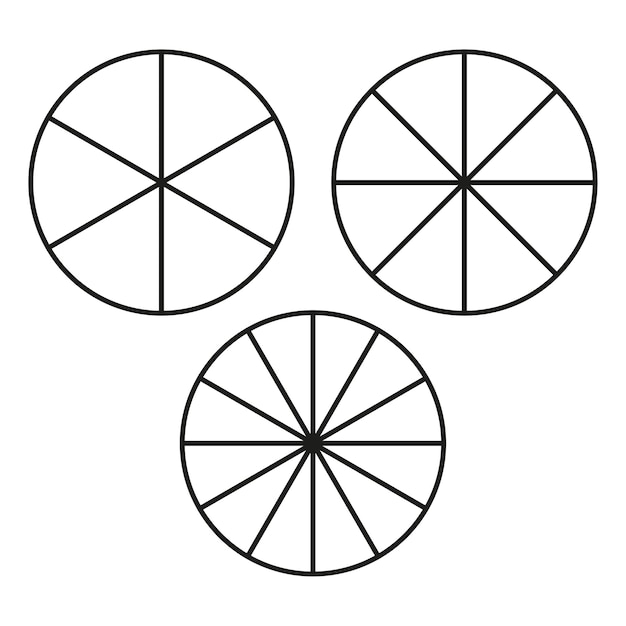 Iconos de gráficos circulares Formas de datos circulares Símbolo de infografía vectorial Forma gráfica dividida