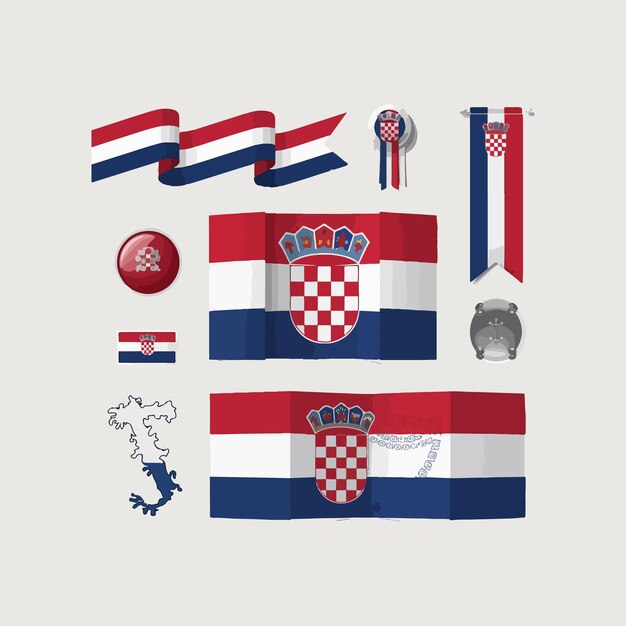 Iconos y gráficos modernos con temática de la bandera croata