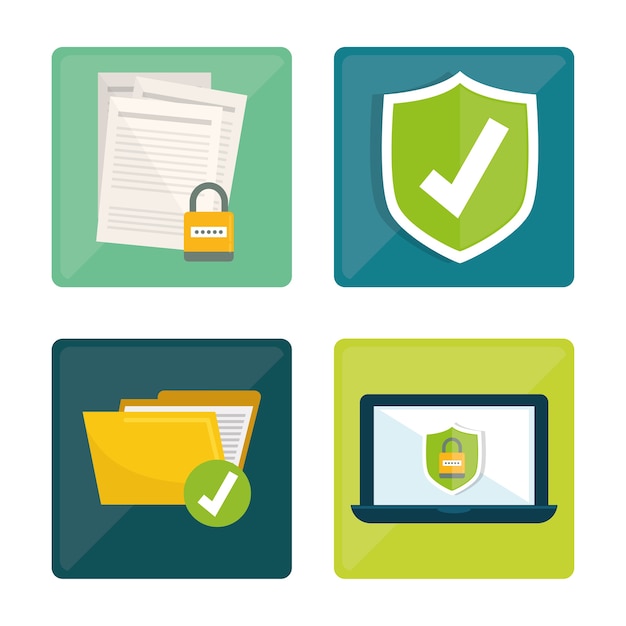 Iconos gráficos del sistema de seguridad y privacidad.