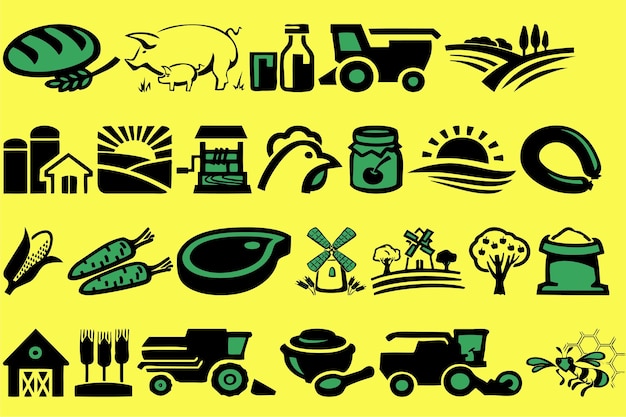 Iconos de la granja establecidos por el vector