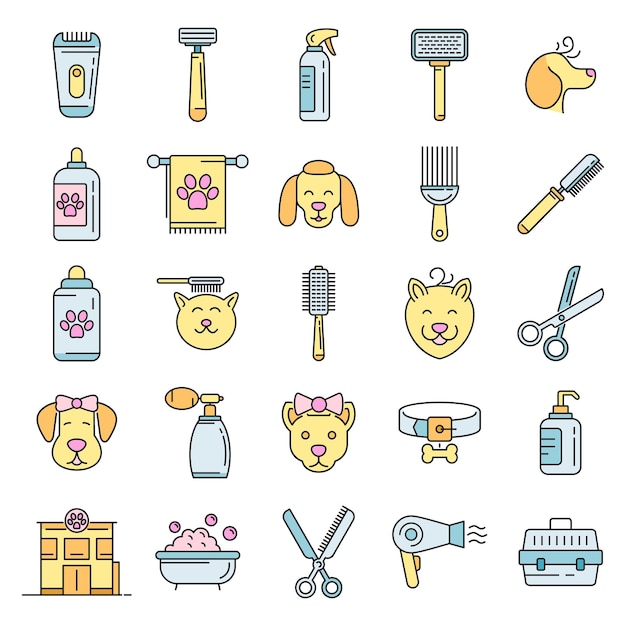 Los íconos de Groomer establecen la línea de color vectorial