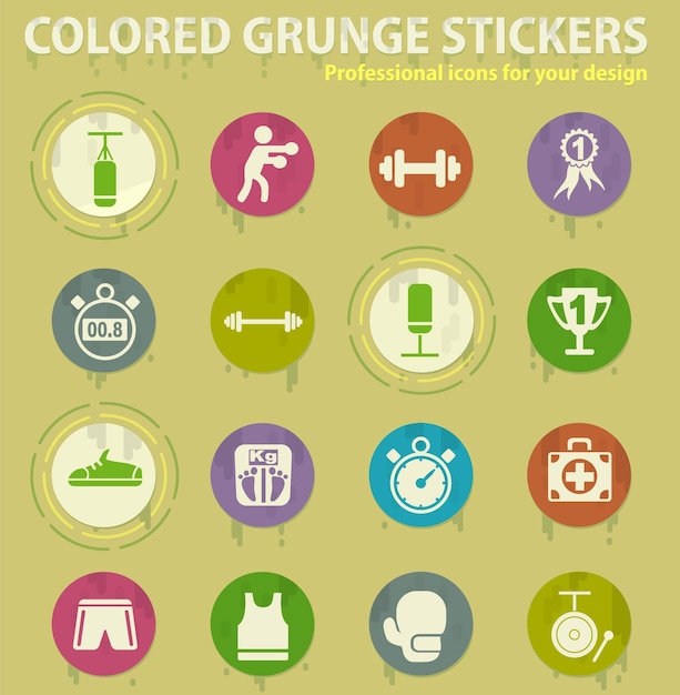 Iconos de grunge de color de boxeo