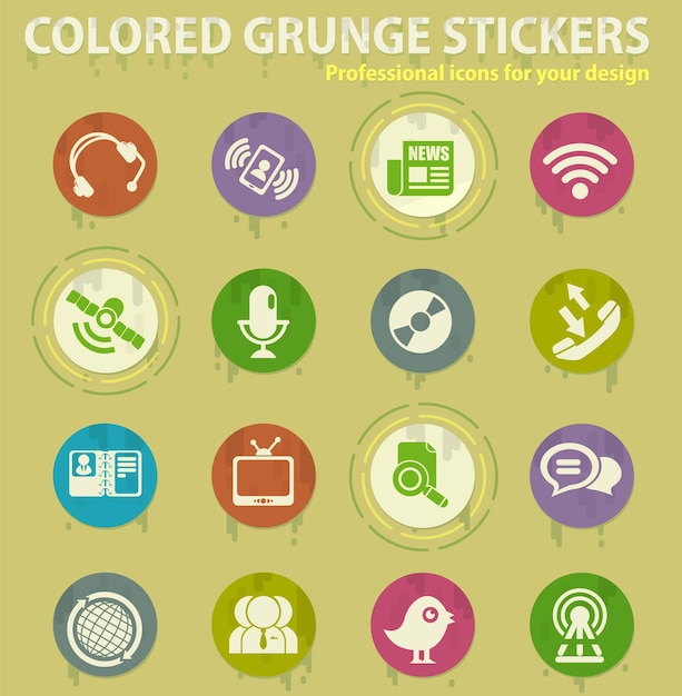 Iconos de grunge de color de comunicación