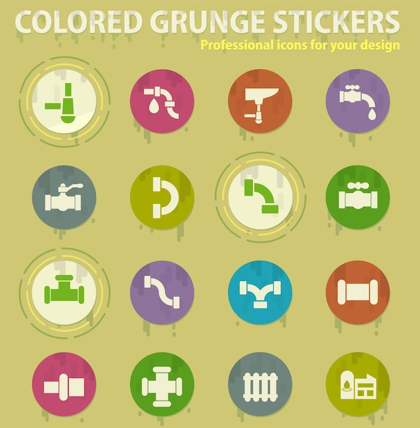 Iconos de grunge de color de conducto