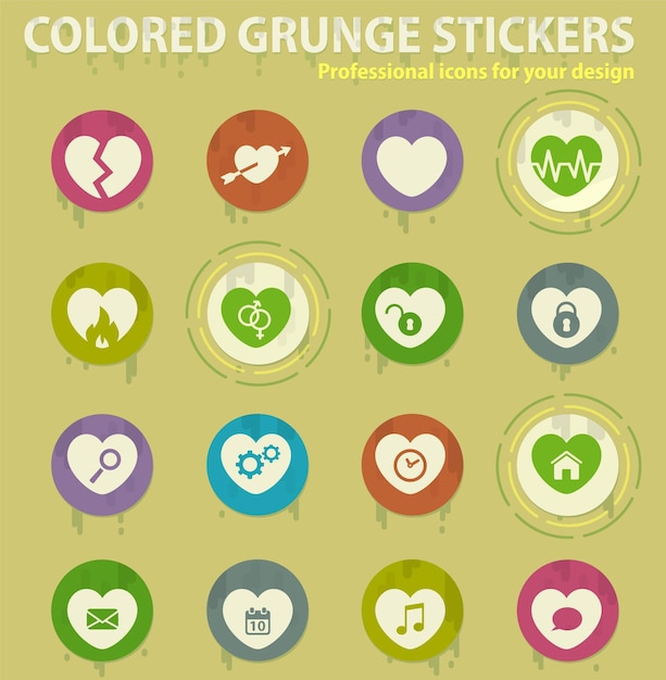 Iconos grunge color corazón