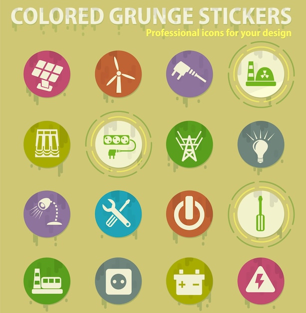 Iconos grunge color electricidad