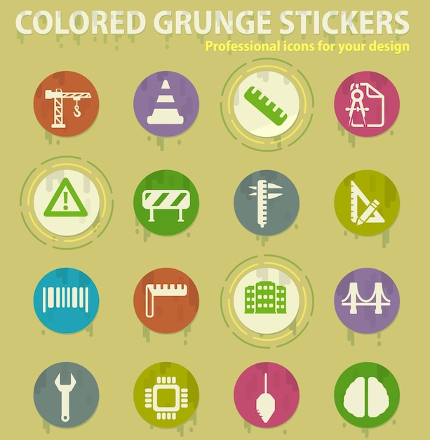 Iconos grunge color ingeniería