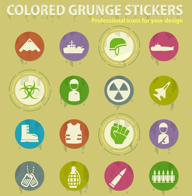 Iconos de grunge de color militar