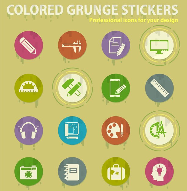 Iconos de grunge de color de proceso creativo