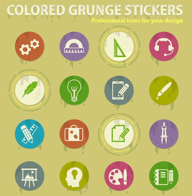 Iconos de grunge de color de proceso creativo