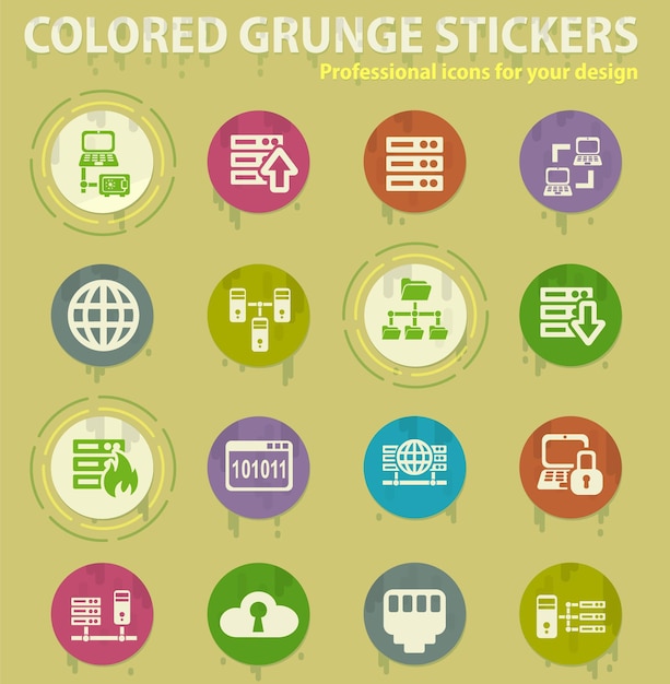 Iconos de grunge de color de servidor