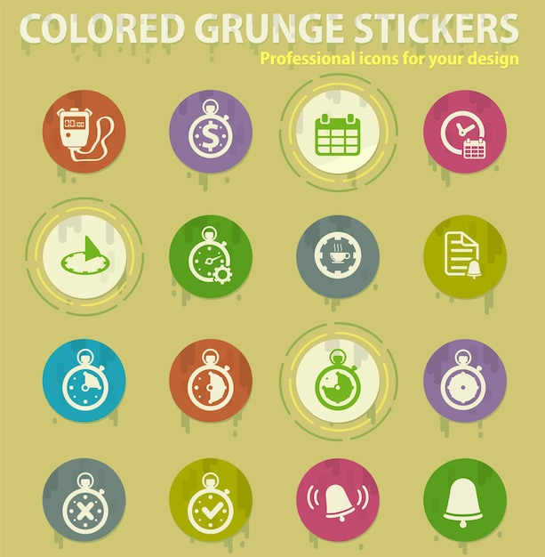 Iconos de grunge de color de tiempo