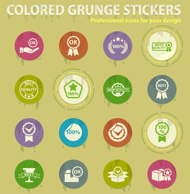 Iconos grunge de colores de calidad