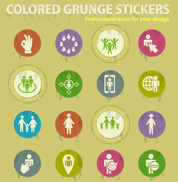 Iconos grunge de colores de la comunidad