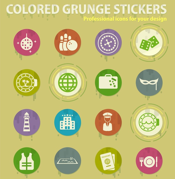 Iconos grunge de colores de crucero