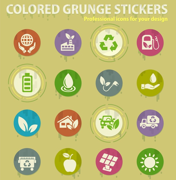 Iconos grunge de colores de energía alternativa