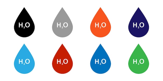 Iconos de H2O sobre un fondo blanco. ilustración vectorial eps 10