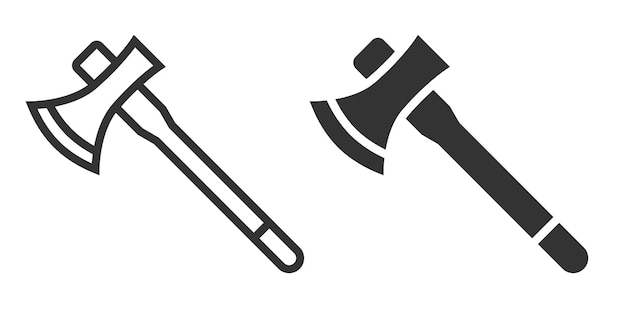 Iconos de hacha en contorno y estilos en negrita ilustración vectorial limpia