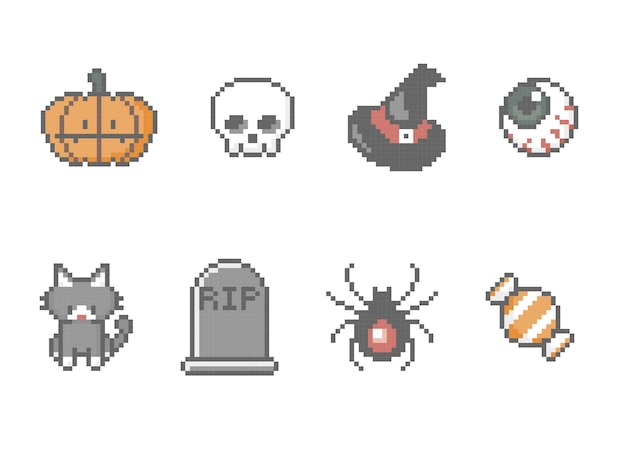 Iconos de Halloween del arte de Pixel
