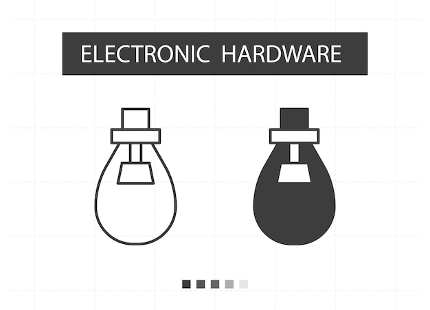 Iconos de hardware electrónico de la bombilla