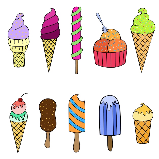 Iconos de helado de colección de helado de vector