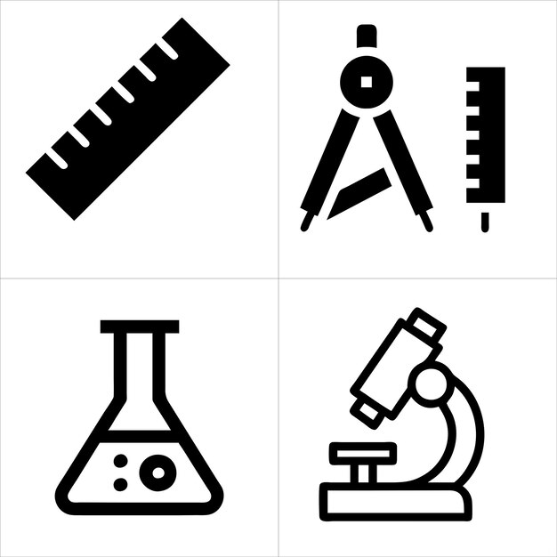 Iconos de herramientas de ciencia y geometría
