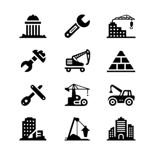 Iconos de herramientas de construcción y construcción