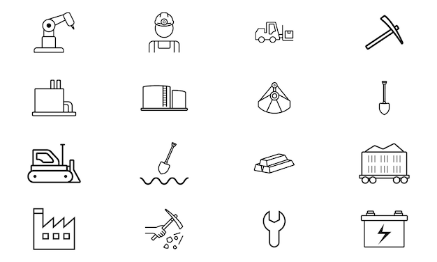 Iconos de herramientas Construcción y equipos industriales Conjunto de iconos