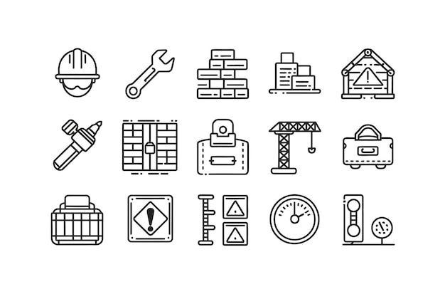 Iconos de herramientas de construcción y seguridad