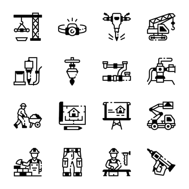 Iconos y herramientas de construcción