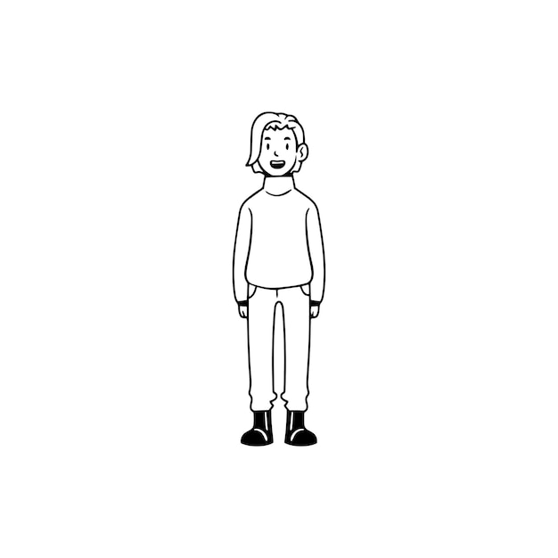 Iconos de hombres en estilo simple. Personas con varios atuendos Carácter editable en blanco y negro.
