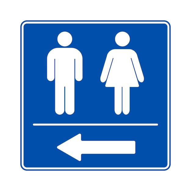 Cartel de baño de mujeres + flecha direccional